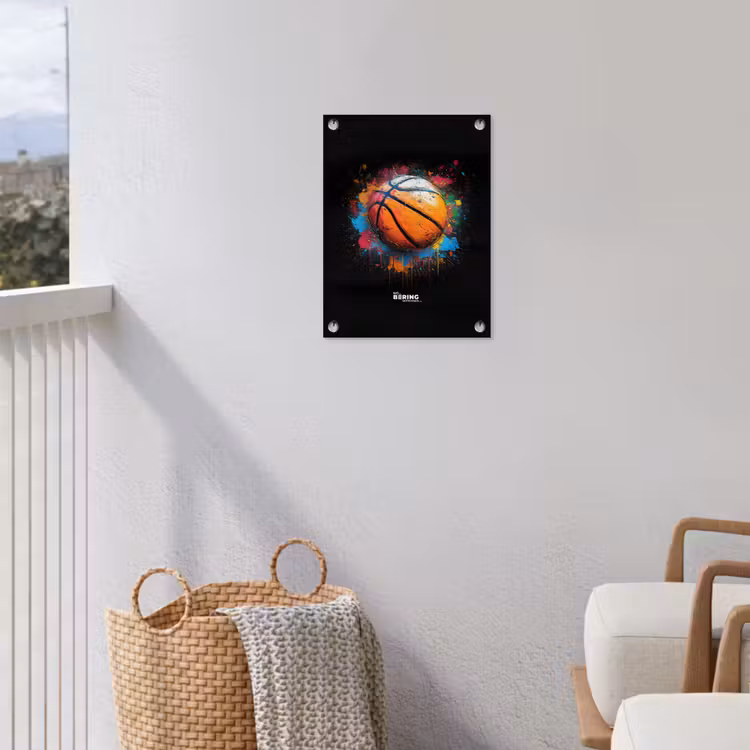 Tuinposter - Oranje basketbal te midden van verfspetters — 3