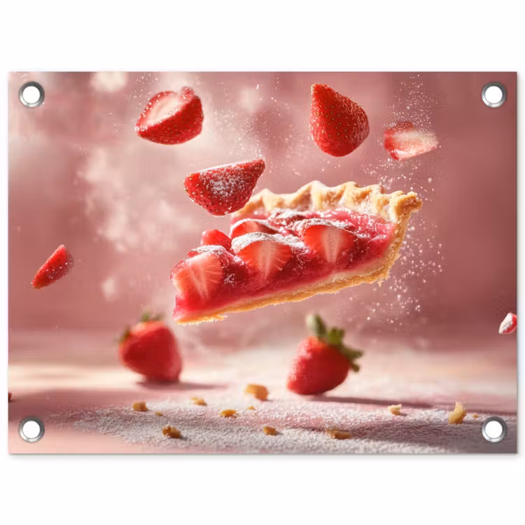 Tuinposter - Aardbei - Taart- Eten - Roze — 1