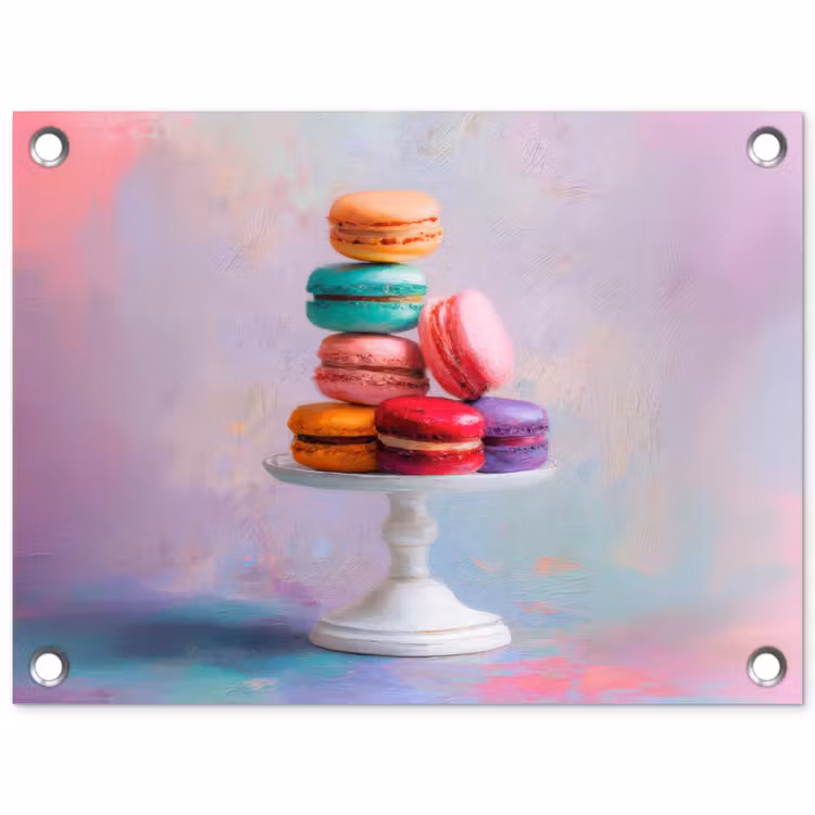 Tuinposter - Macarons - Schaal - Pastel - Kleurrijk — 1