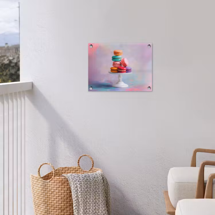 Tuinposter - Macarons - Schaal - Pastel - Kleurrijk — 3