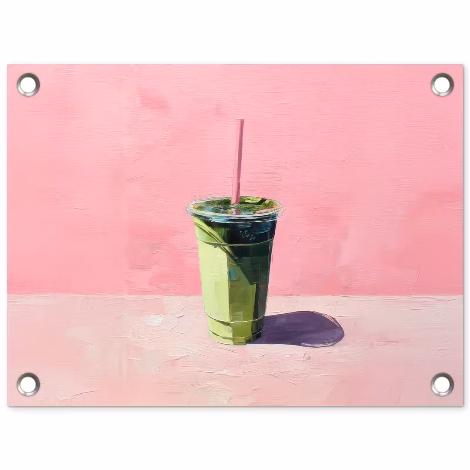 Tuinposter - Beker - Rietje - Minimalistisch - Groen — 1