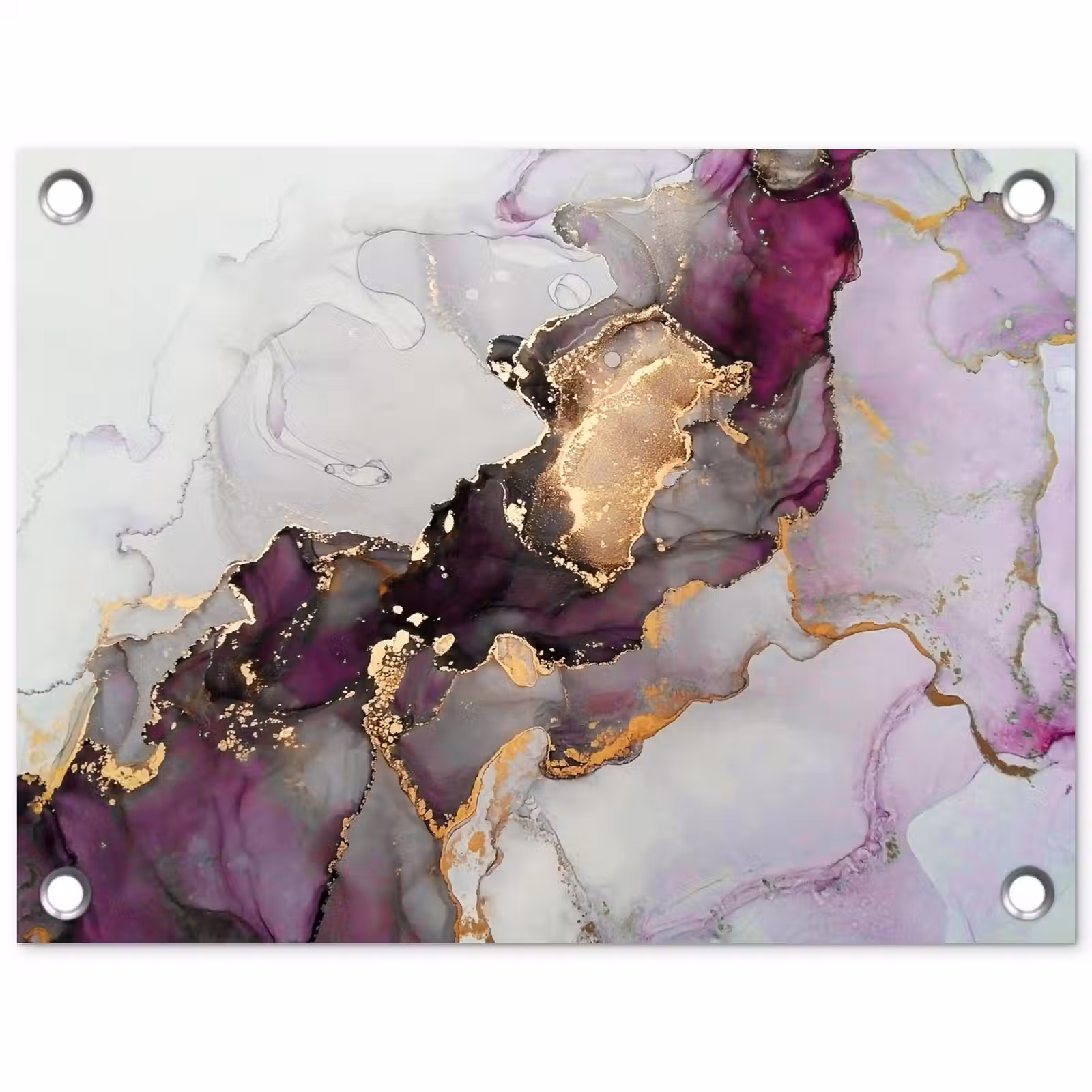 Tuinposter - Marmer - Abstract - Goud - Paars — 1