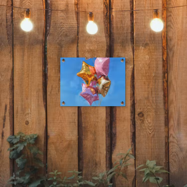 Tuinposter - Ballonnen - Goud - Stervorm - Roze — 2