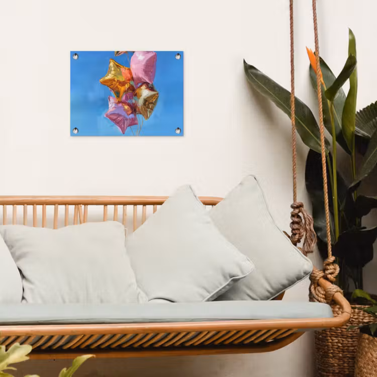 Tuinposter - Ballonnen - Goud - Stervorm - Roze — 5