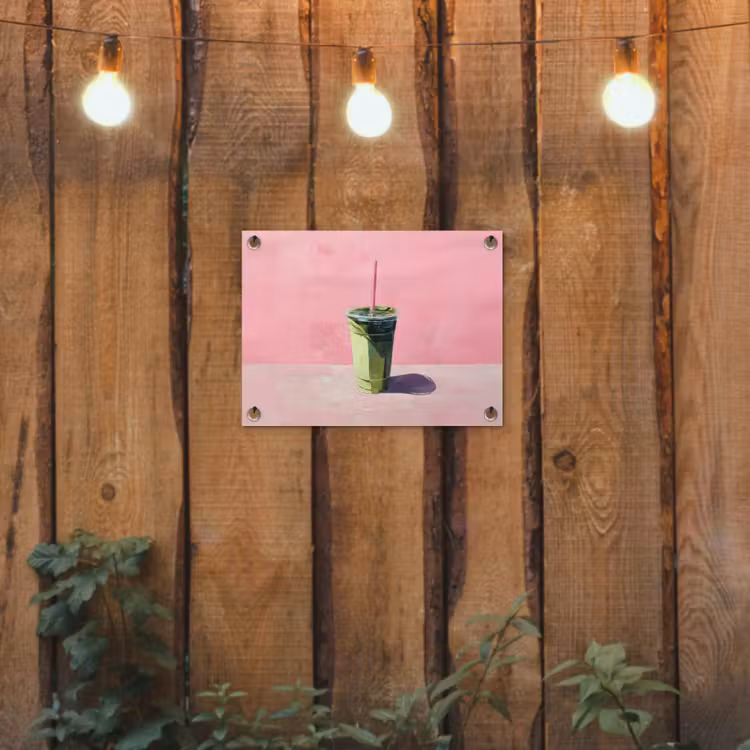 Tuinposter - Beker - Rietje - Minimalistisch - Groen — 2