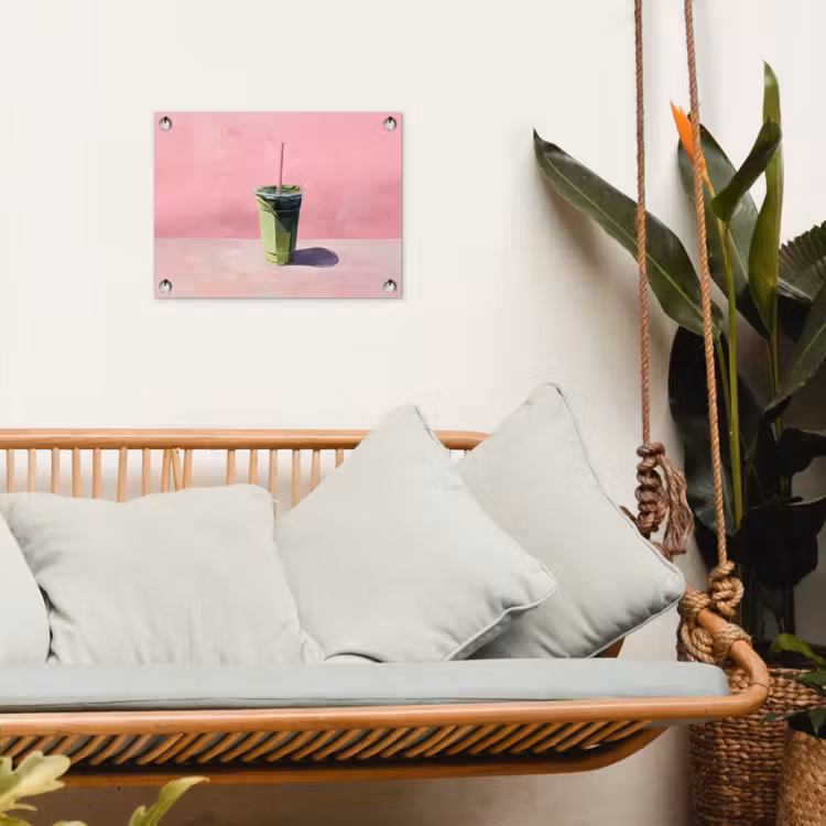 Tuinposter - Beker - Rietje - Minimalistisch - Groen — 5