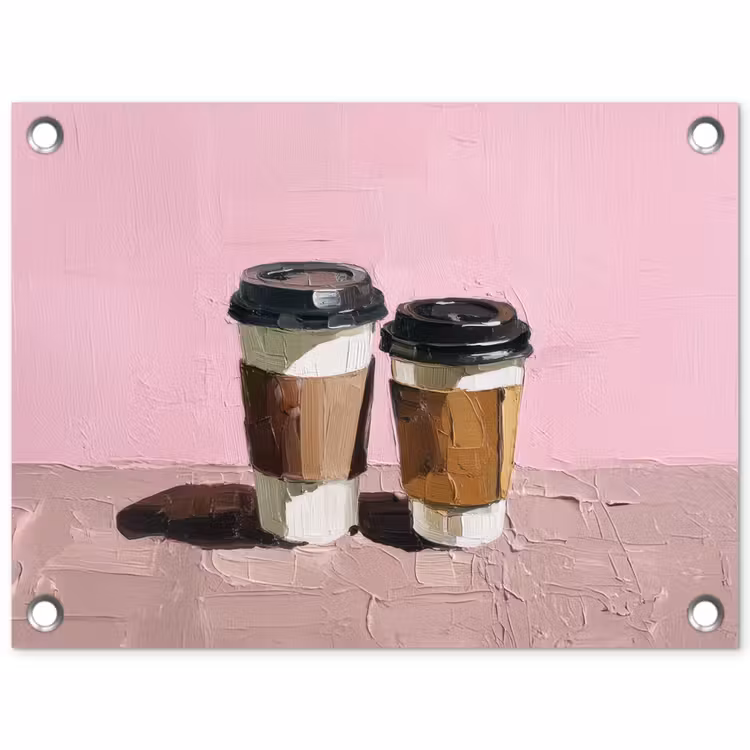 Tuinposter - Koffiebekers - Deksel - Verf - Textuur — 1