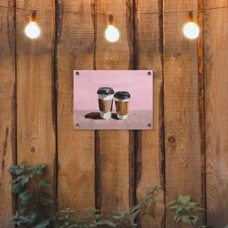 Tuinposter - Koffiebekers - Deksel - Verf - Textuur — 2