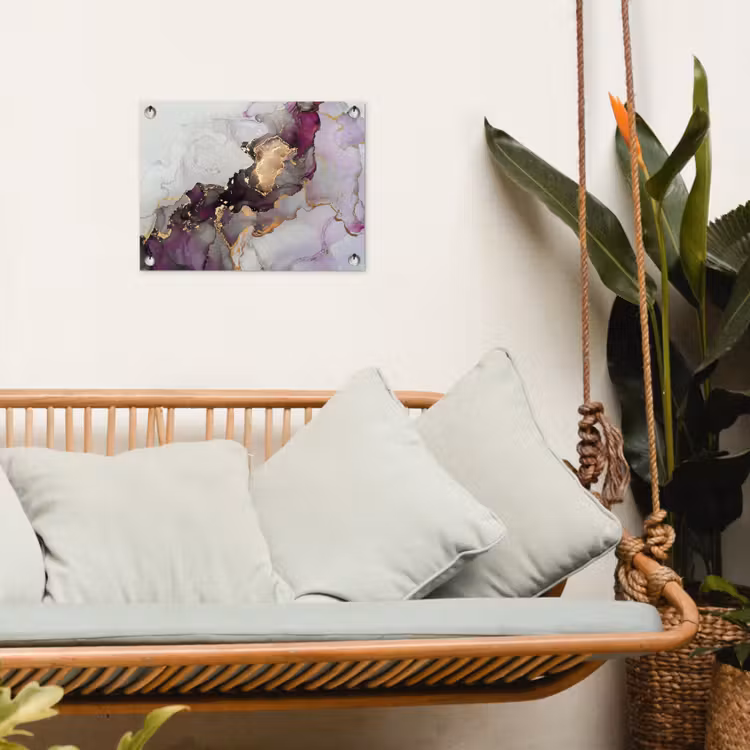 Tuinposter - Marmer - Abstract - Goud - Paars — 5
