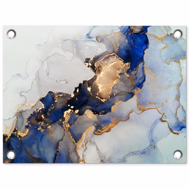 Tuinposter - Marmer - Blauw - Goud — 1