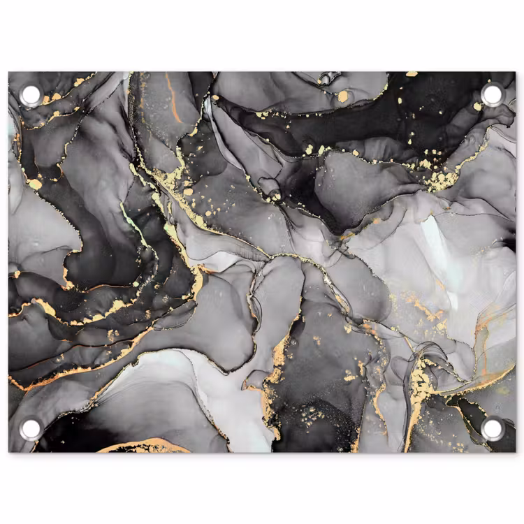 Tuinposter - Marmer - Zwart - Goud - Grijs — 1