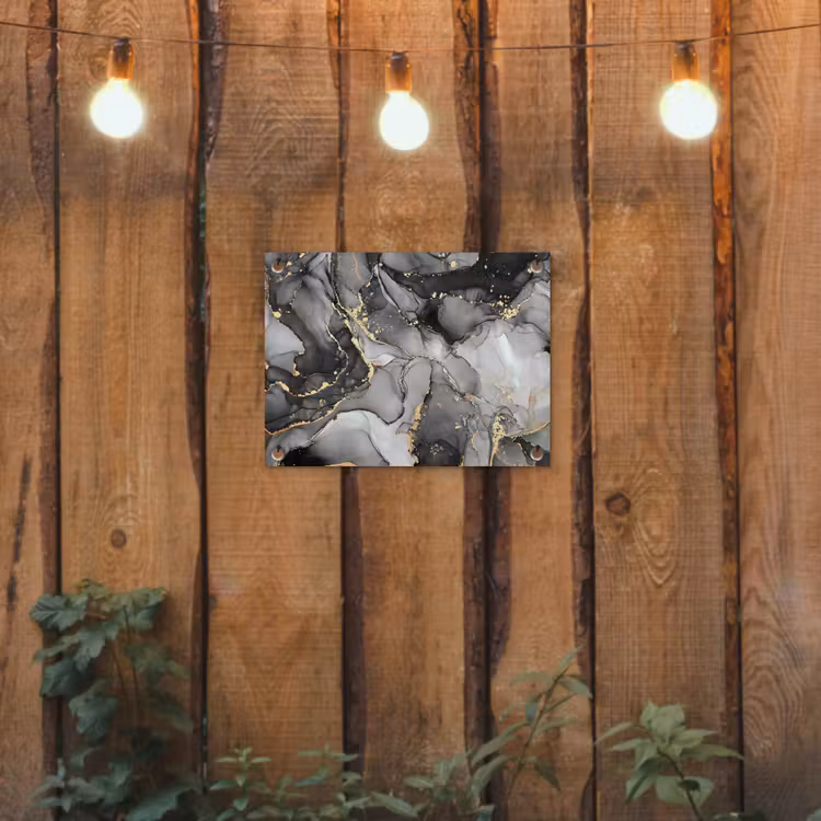 Tuinposter - Marmer - Zwart - Goud - Grijs — 2