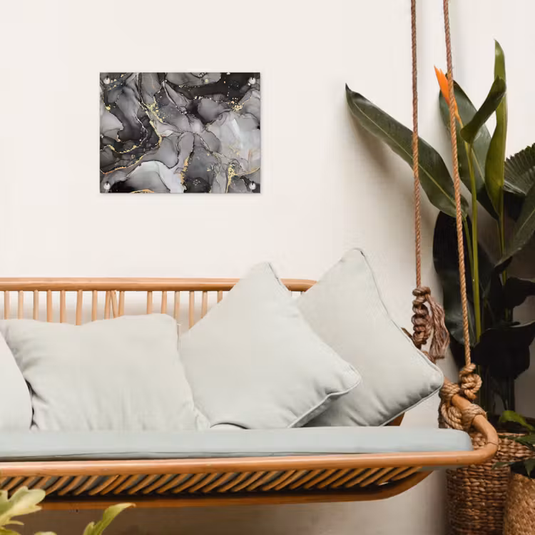Tuinposter - Marmer - Zwart - Goud - Grijs — 5