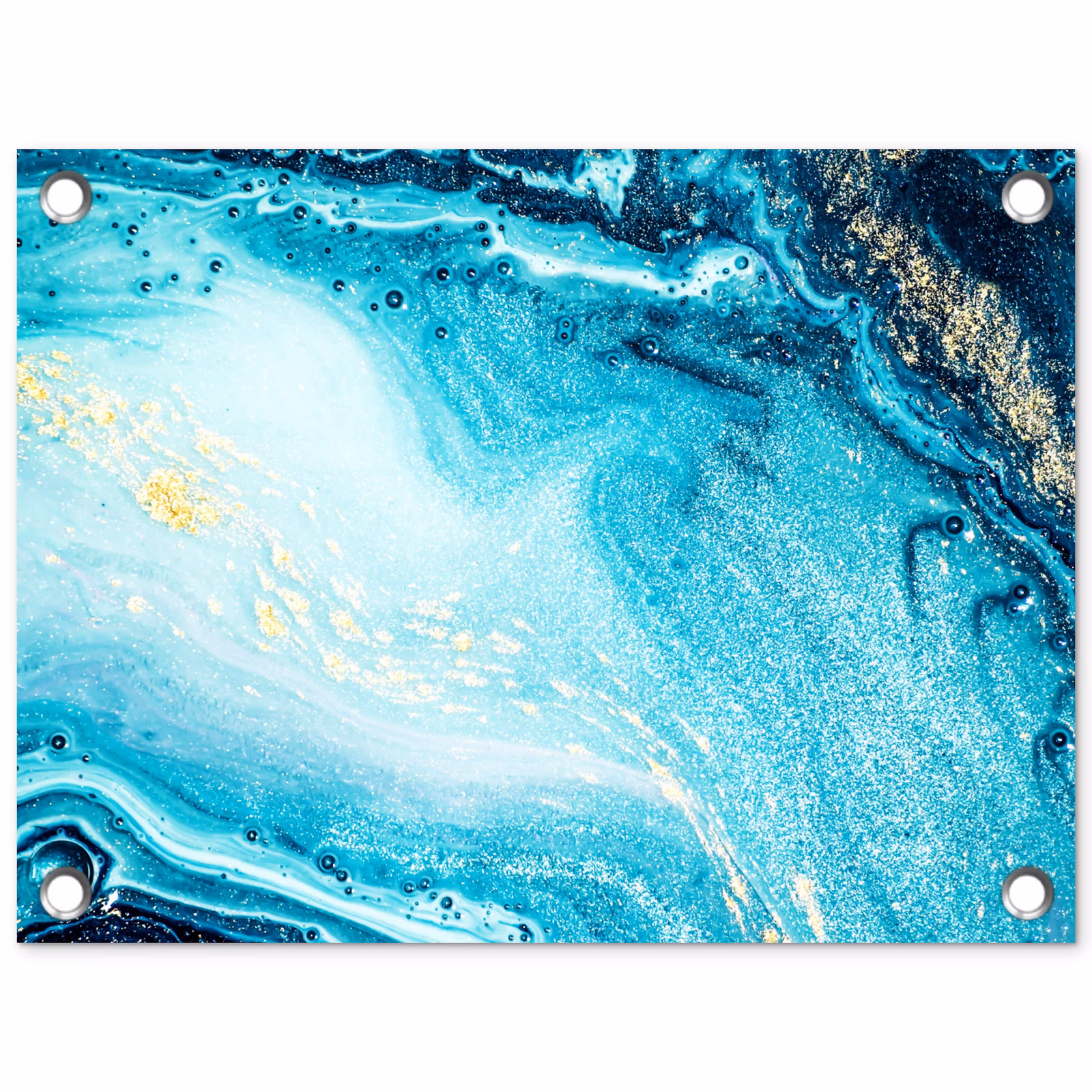 Tuinposter - Marmerlook - Blauw - Goud - Luxe - Glitter - Marmer — 1