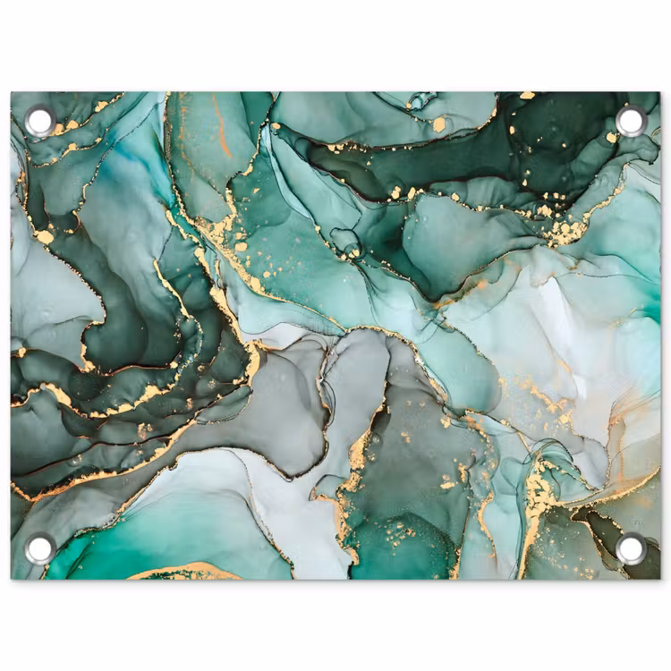 Tuinposter - Goud - Marmer - Groen - Luxe - Marmerlook - Grijs — 1