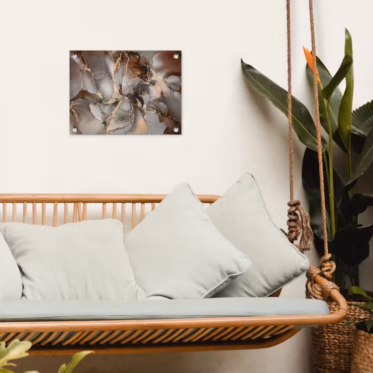 Tuinposter - Grijs - Goud - Marmer - Marmerlook — 5