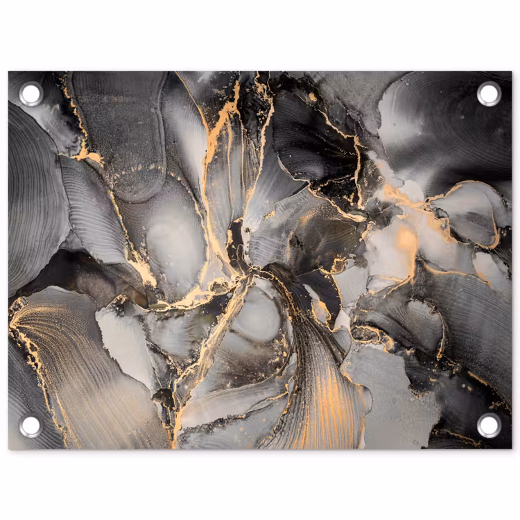 Tuinposter - Grijs - Luxe  - Goud - Marmer — 1