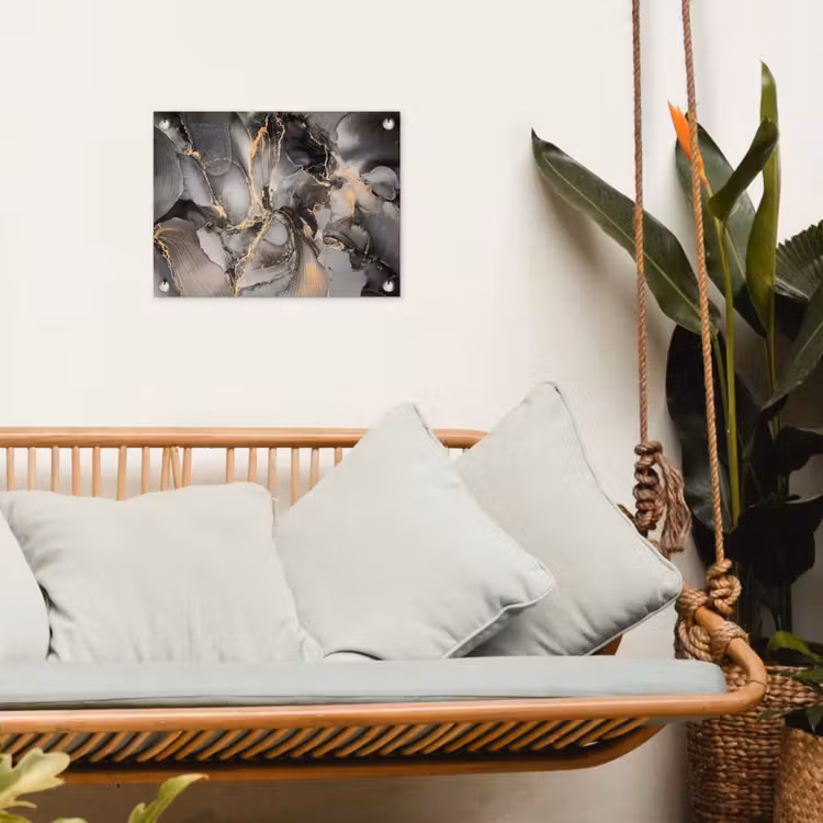 Tuinposter - Grijs - Luxe  - Goud - Marmer — 5