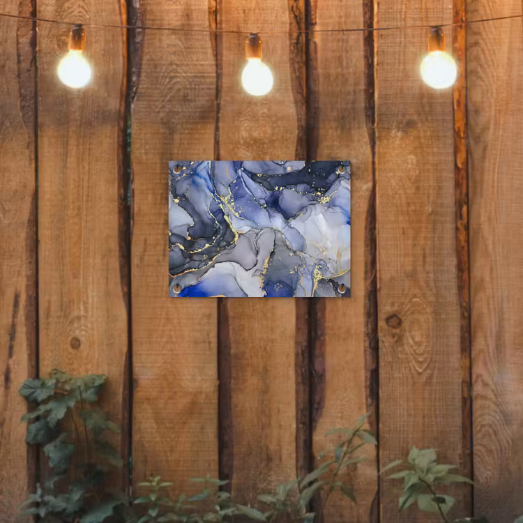 Tuinposter - Marmer - Goud - Abstract - Blauw — 2