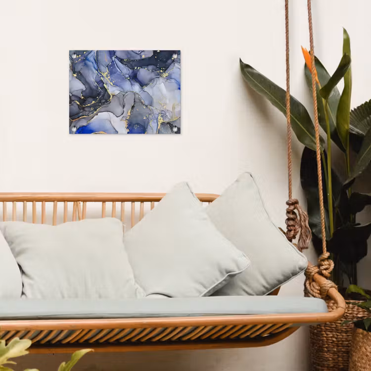 Tuinposter - Marmer - Goud - Abstract - Blauw — 5