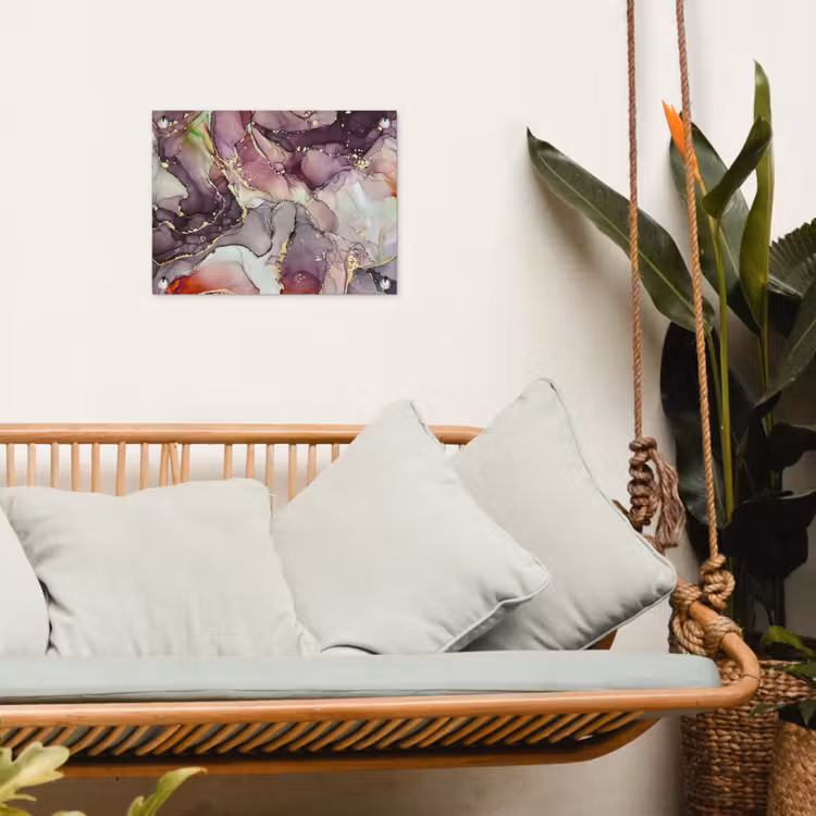 Tuinposter - Marmer - Rood - Paars - Goud — 5