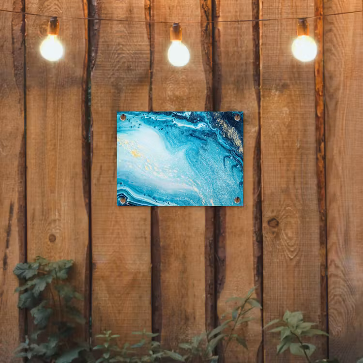 Tuinposter - Marmerlook - Blauw - Goud - Luxe - Glitter - Marmer — 2