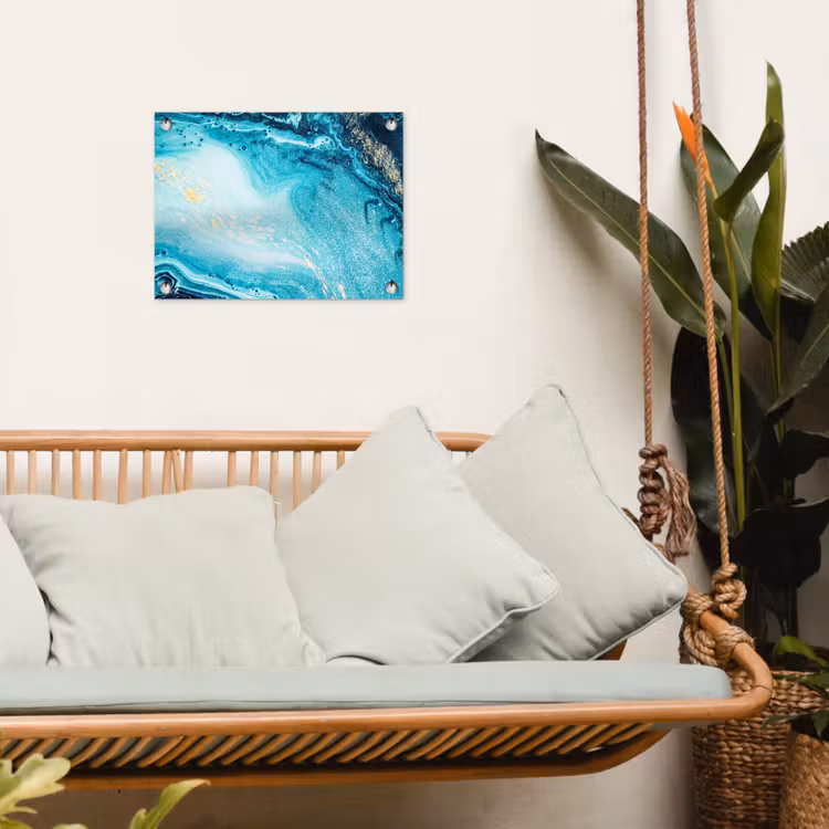 Tuinposter - Marmerlook - Blauw - Goud - Luxe - Glitter - Marmer — 5