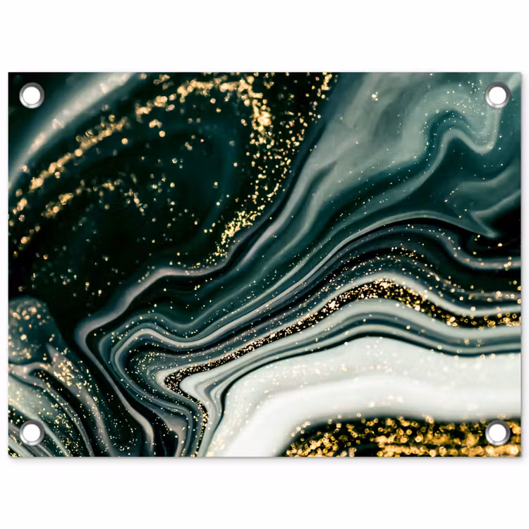 Tuinposter - Marmerlook - Goud - Groen - Glitter - Design - Marmer — 1