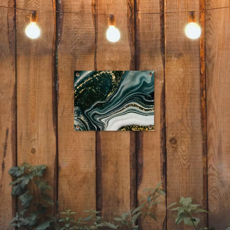 Tuinposter - Marmerlook - Goud - Groen - Glitter - Design - Marmer — 2