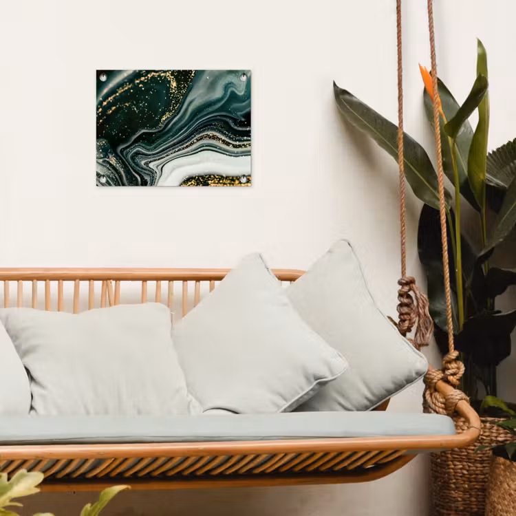 Tuinposter - Marmerlook - Goud - Groen - Glitter - Design - Marmer — 5