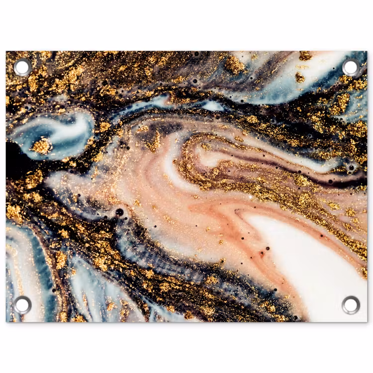 Tuinposter - Marmerlook - Goud - Zwart - Glitter - Chic — 1