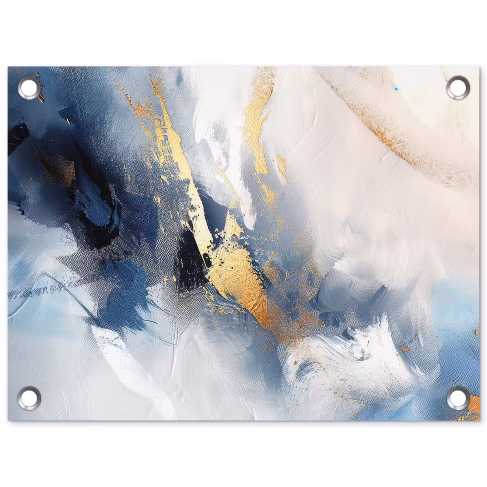 Tuinposter - Blauw - Modern - Marmer - Abstract - Goud — 1