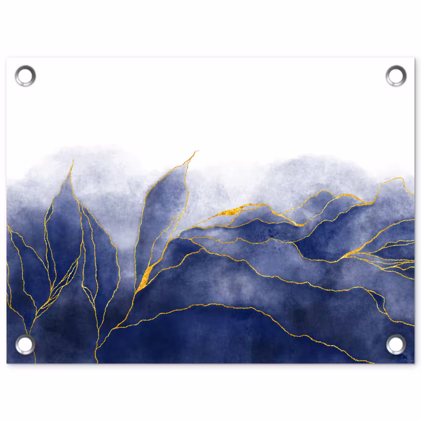 Tuinposter - Marmer - Blauw - Marmerlook - Goud - Textuur — 1