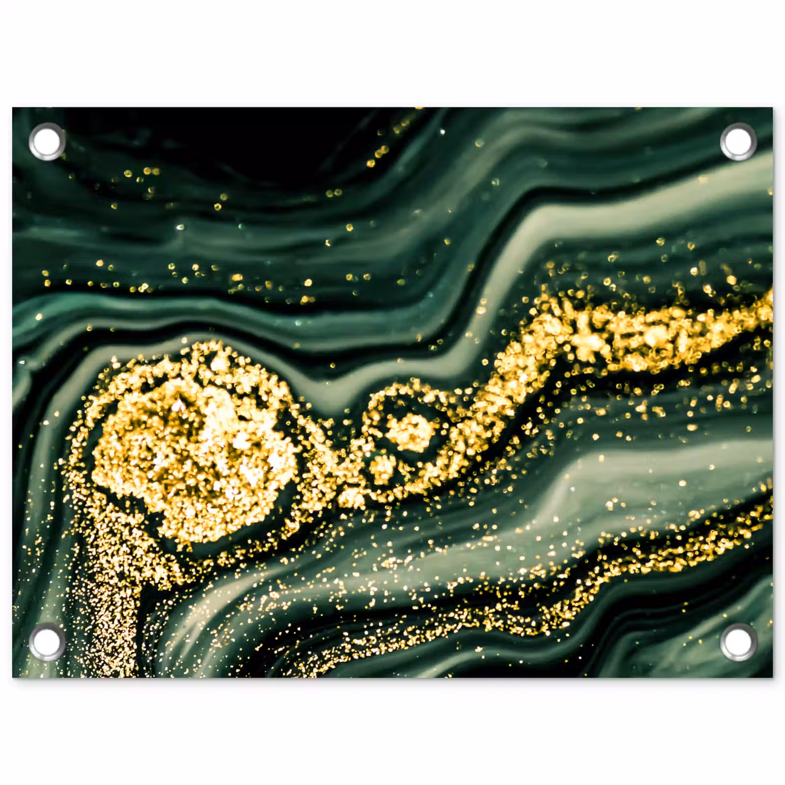 Tuinposter - Marmer - Goud - Glitter - Groen - Marmerlook - Luxe — 1