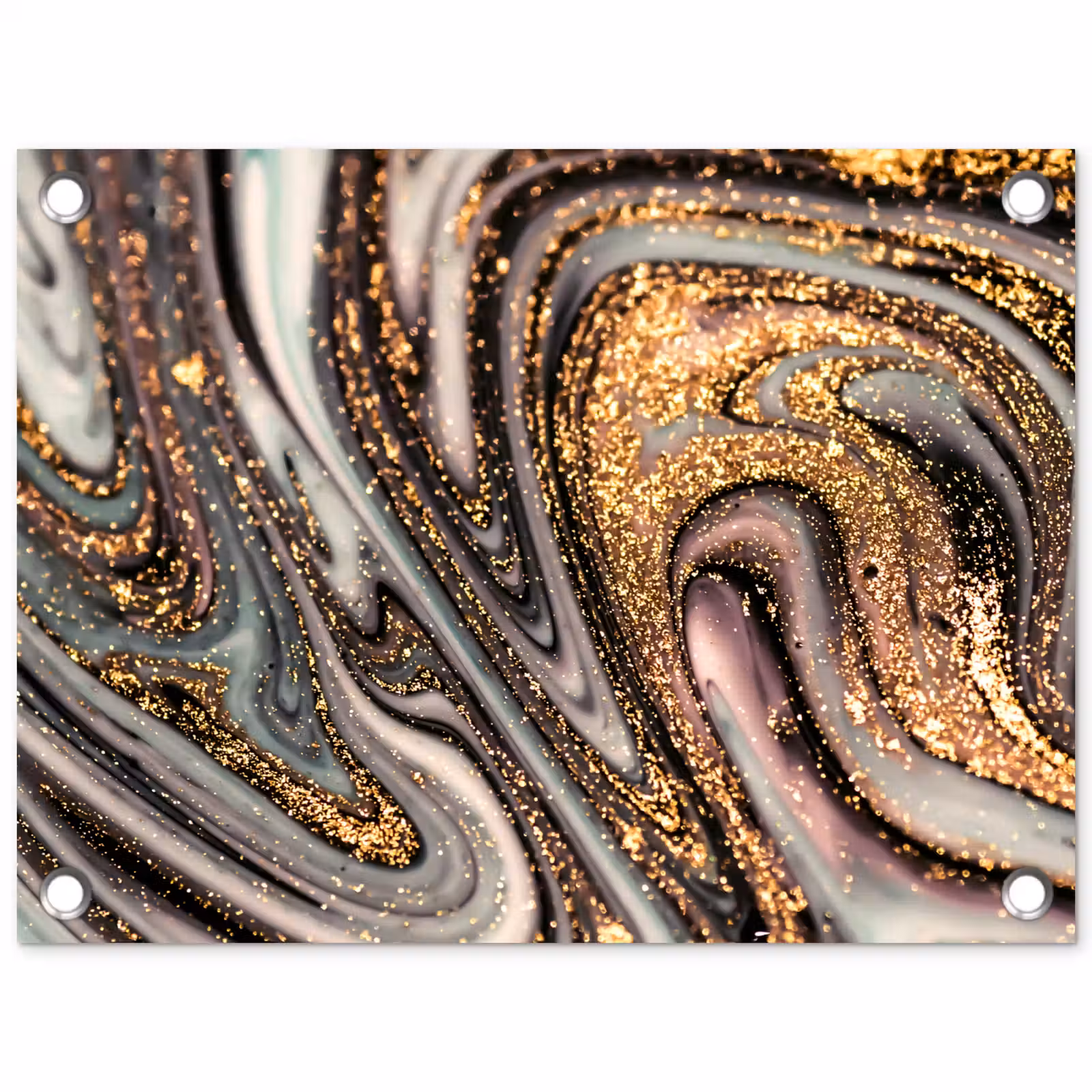 Tuinposter - Marmerlook - Goud - Glitter - Luxe - Marmer - Wit — 1