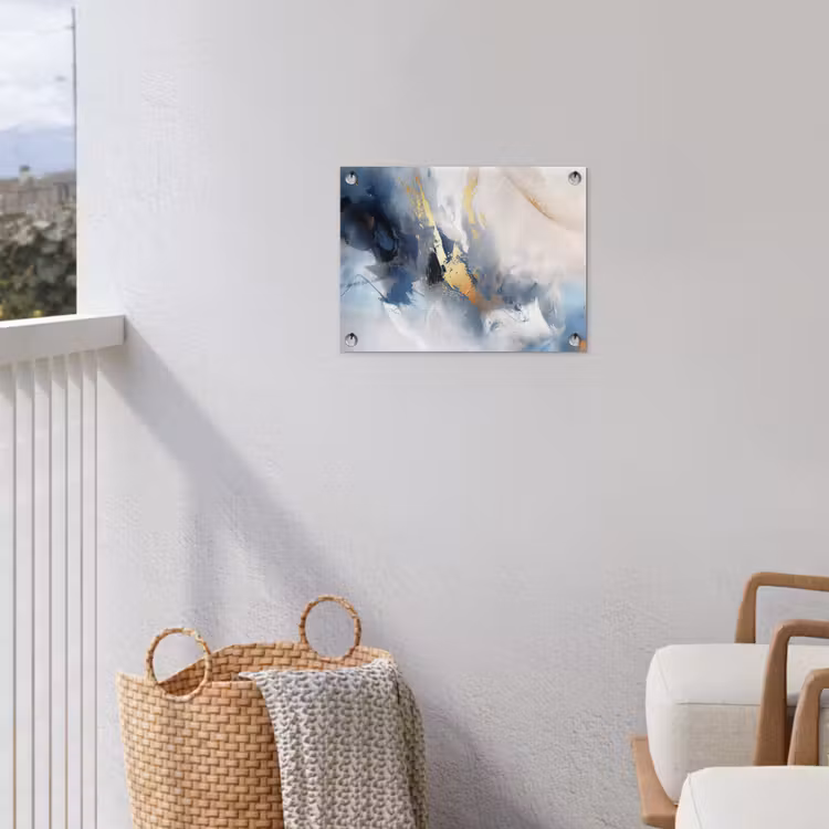 Tuinposter - Blauw - Modern - Marmer - Abstract - Goud — 3