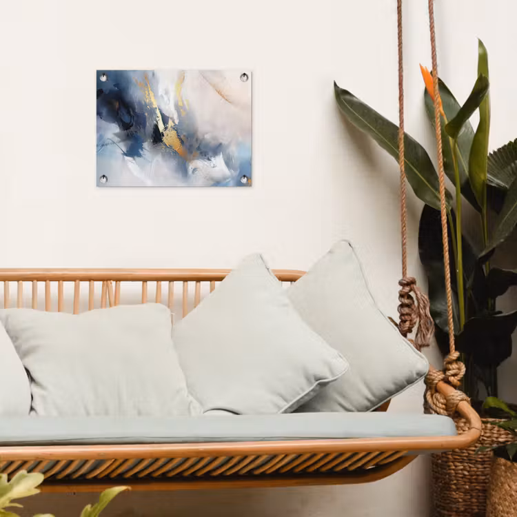 Tuinposter - Blauw - Modern - Marmer - Abstract - Goud — 5