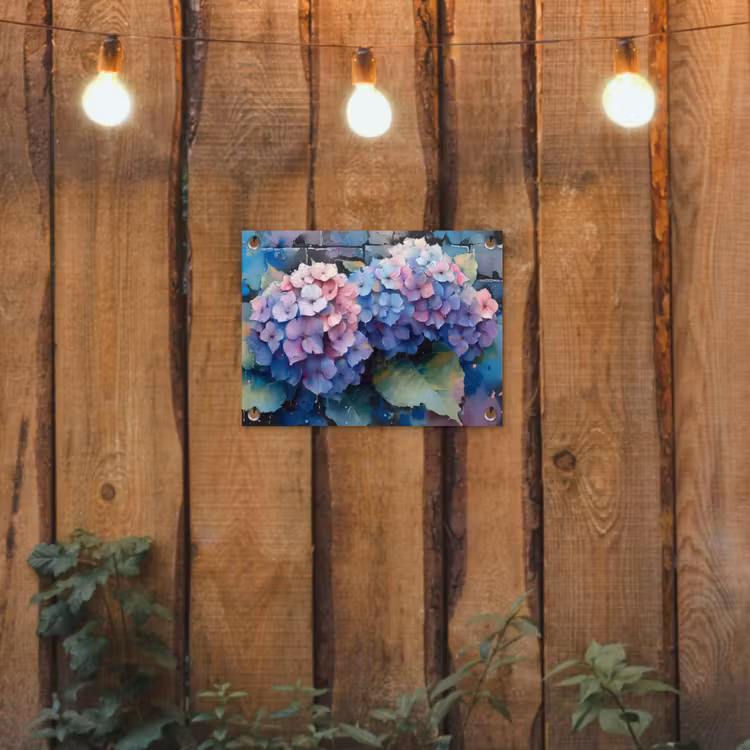 Tuinposter - Hortensia's in Pastelkleuren — 2