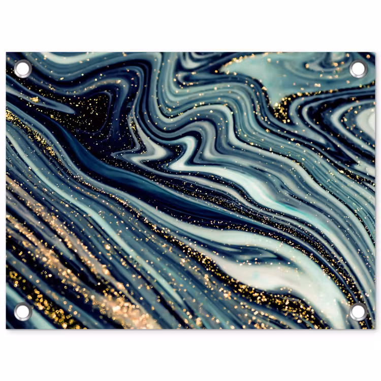 Tuinposter - Marmer - Goud - Blauw - Glitter - Marmerlook - Abstract — 1