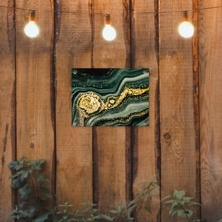 Tuinposter - Marmer - Goud - Glitter - Groen - Marmerlook - Luxe — 2