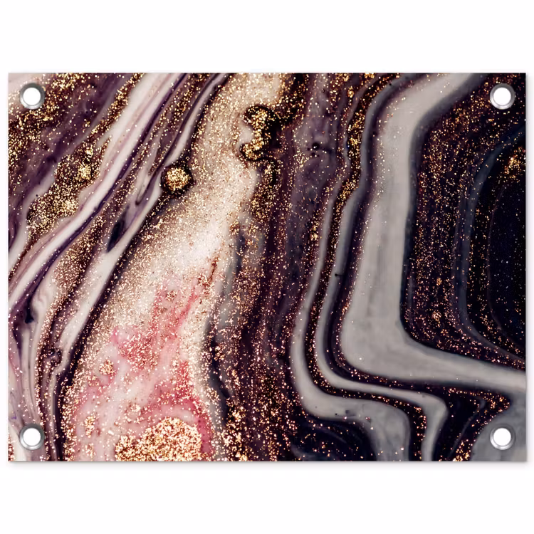 Tuinposter - Marmer - Roze - Goud - Glitter - Marmerlook — 1