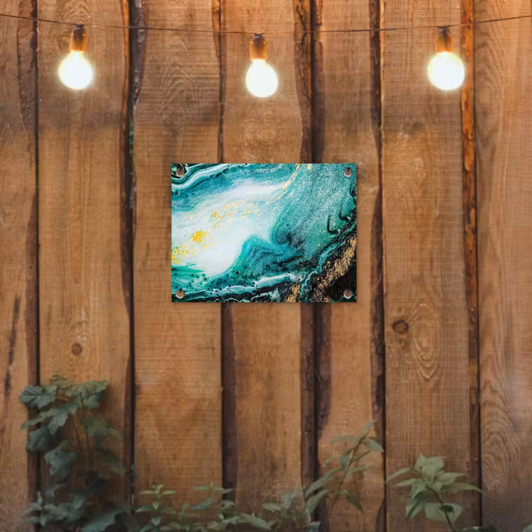 Tuinposter - Marmerlook - Blauw - Goud - Glitter - Luxe - Marmer — 2