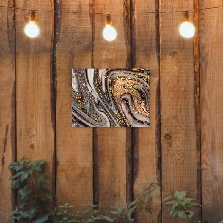 Tuinposter - Marmerlook - Goud - Glitter - Luxe - Marmer - Wit — 2