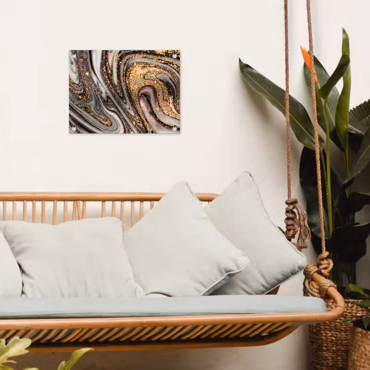 Tuinposter - Marmerlook - Goud - Glitter - Luxe - Marmer - Wit — 5
