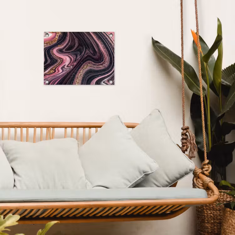 Tuinposter - Marmerlook - Roze - Paars - Goud - Luxe - Marmer — 5