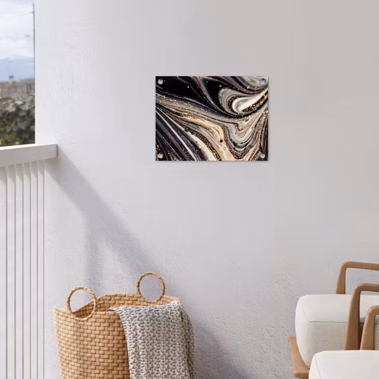 Tuinposter - Marmerlook - Zwart - Goud - Wit - Glitter - Marmer — 3