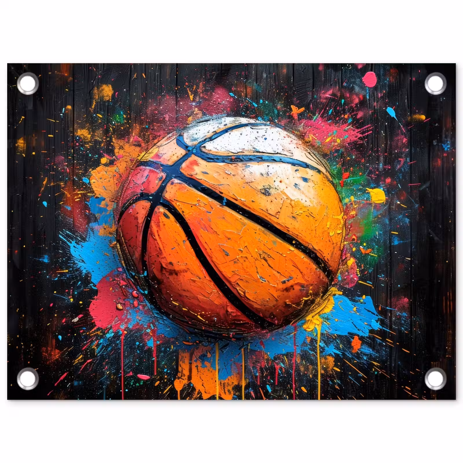 Tuinposter - Basketbal in Kleurrijke Spatten — 1