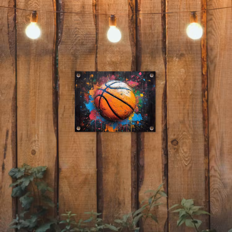 Tuinposter - Basketbal in Kleurrijke Spatten — 2