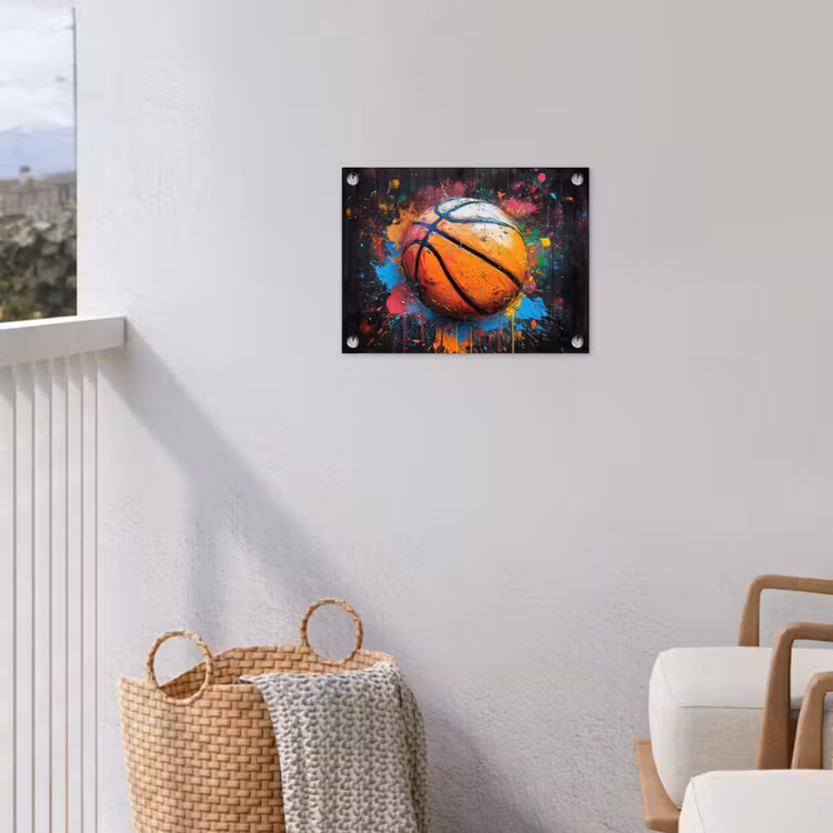 Tuinposter - Basketbal in Kleurrijke Spatten — 3