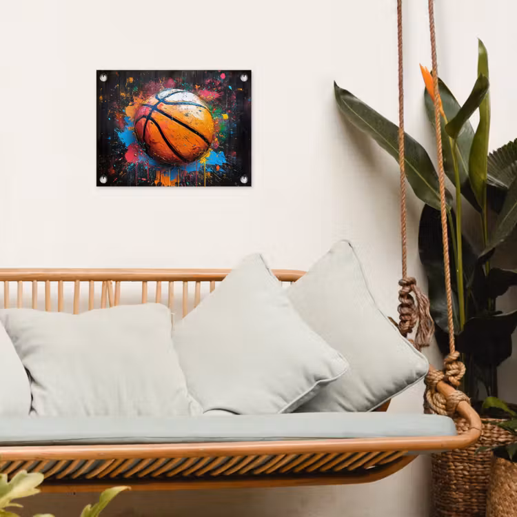 Tuinposter - Basketbal in Kleurrijke Spatten — 5
